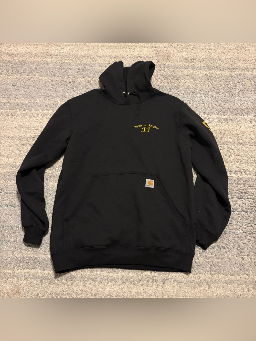 Carhartt Loose Fit Midweight Hoodie Black Size M Double JJ Ranches Bull Skull